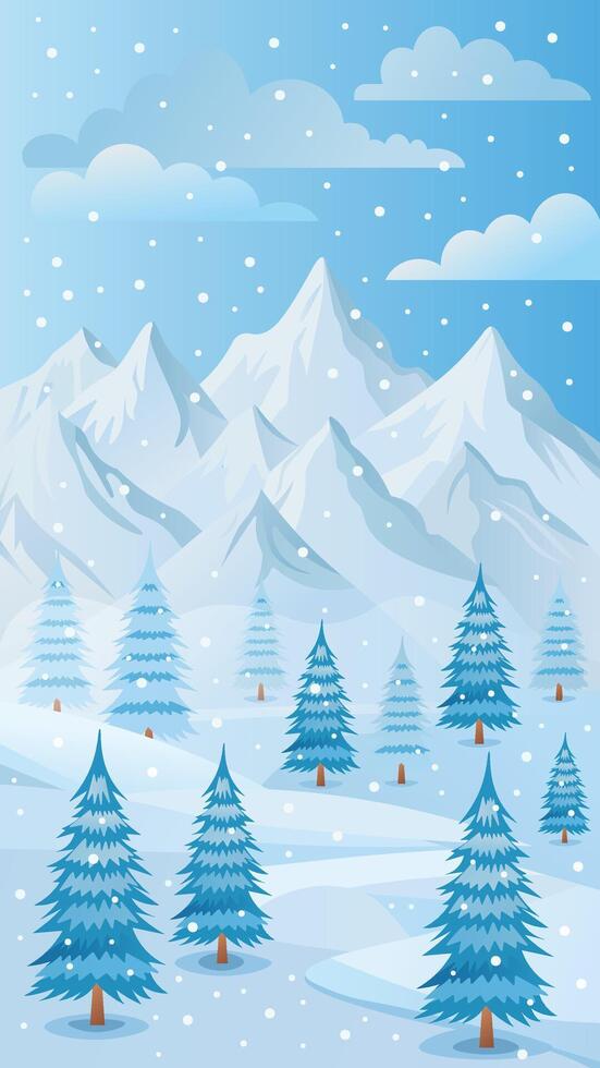 Beautiful winter forest and mountains landscape. Suitable for social media vector