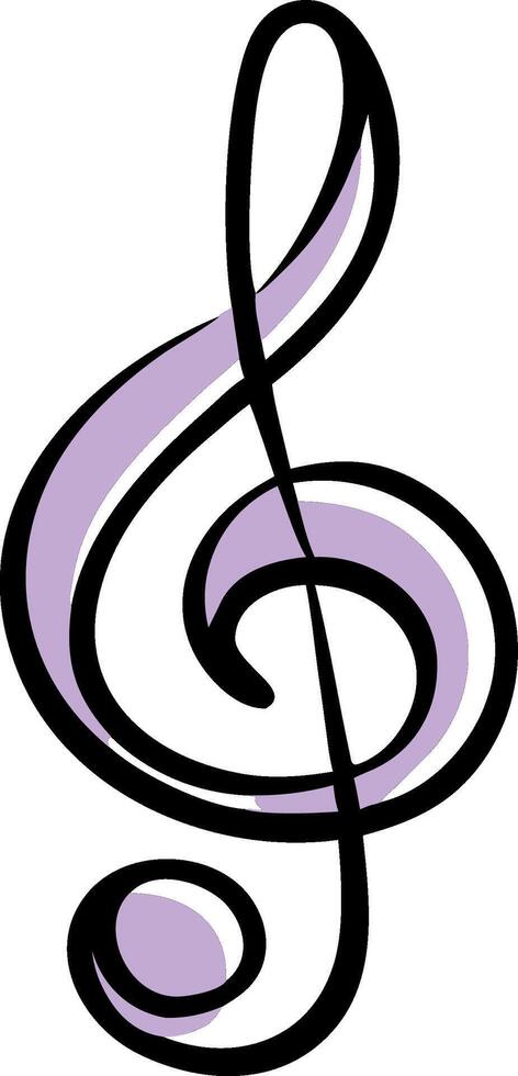 Hand drawn treble clef icon isolated vector