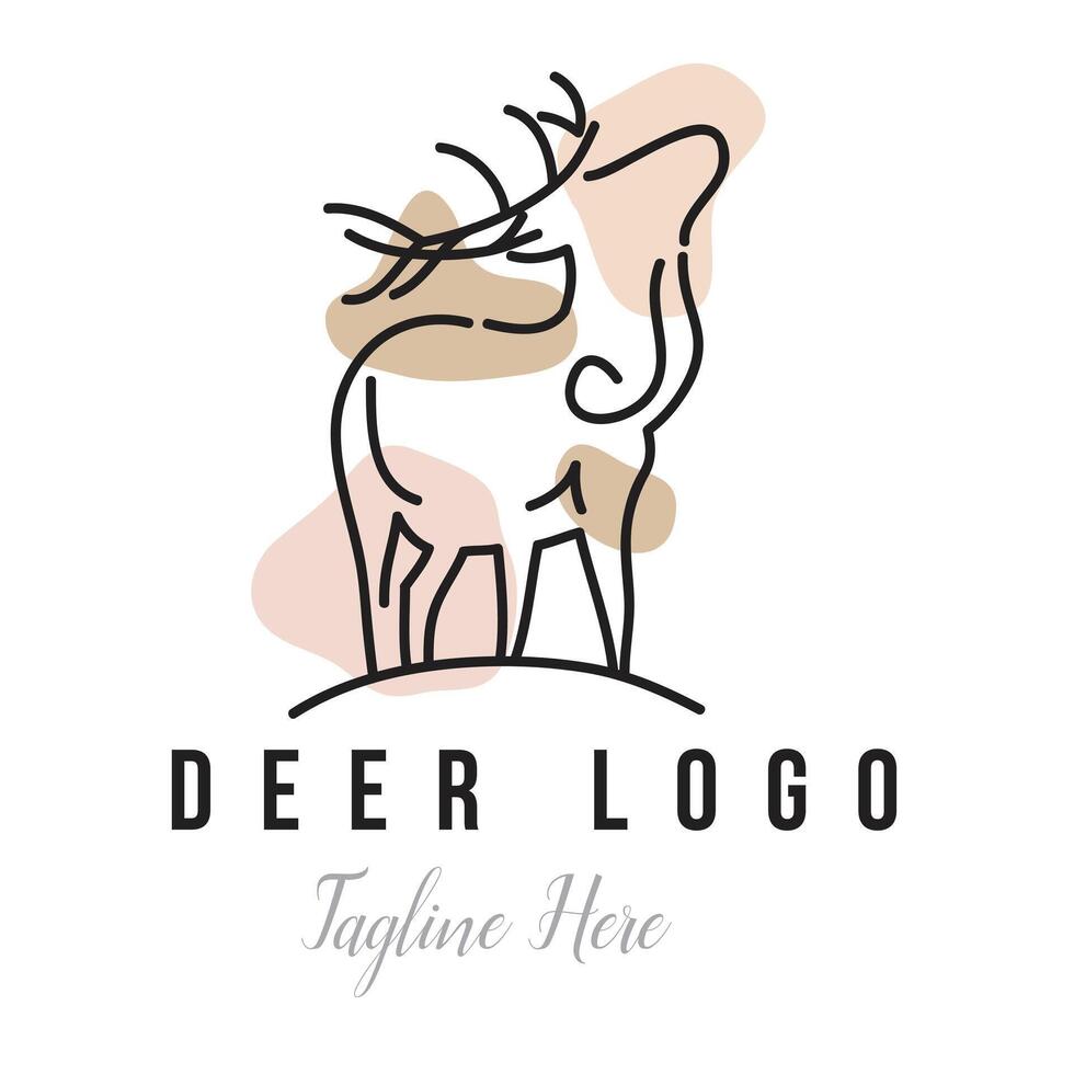 Deer animal logo with soft tone pastel color shades and dummy text illustration on white background. vector