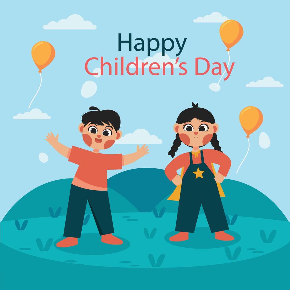 World happy children's day Celebrations background design. Happy Children's Day November 20. poster, kids playing, family, Children day. Suitable for banners, social media. vector