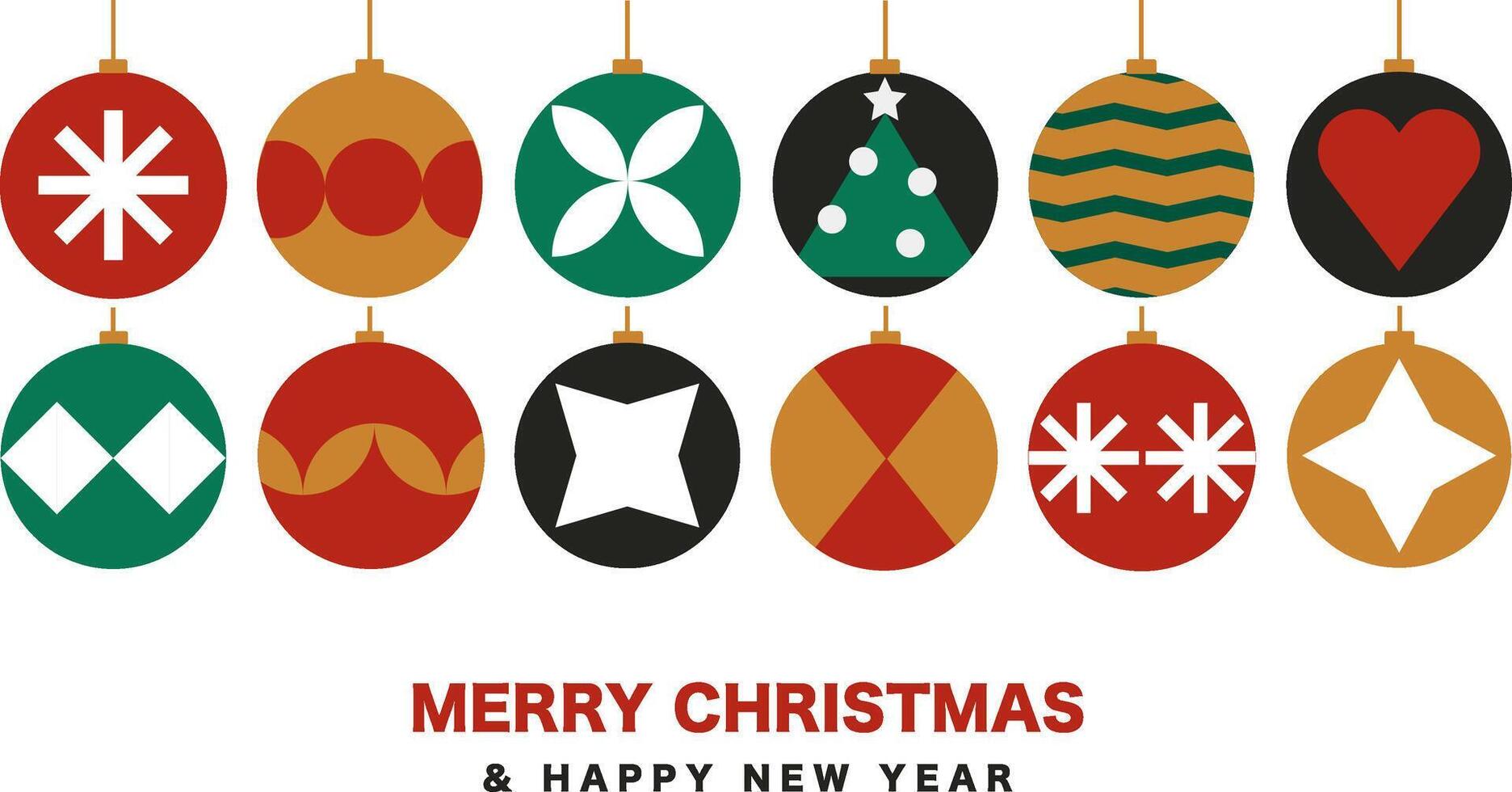 Festive Bauhaus Christmas Balls and New Year Design, Flat-Style Ornaments vector