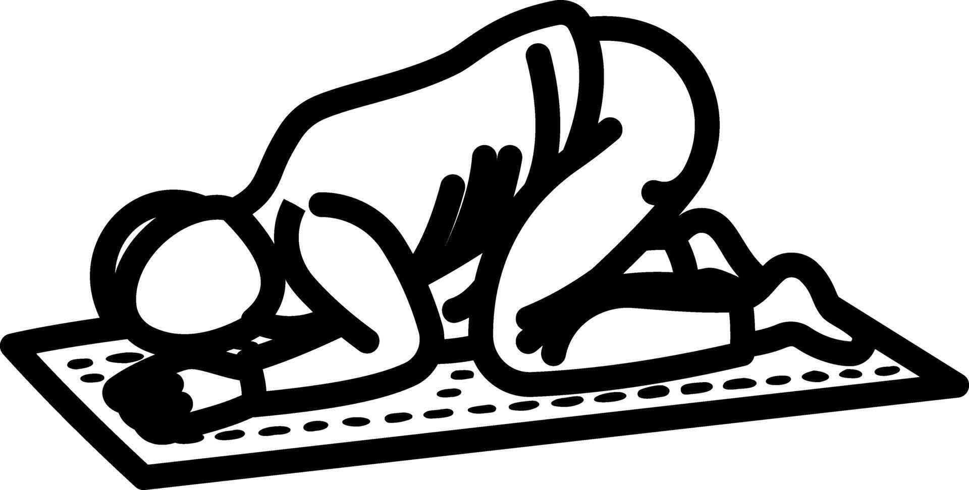 Hand drawn icon showing a muslim man offering prayer vector