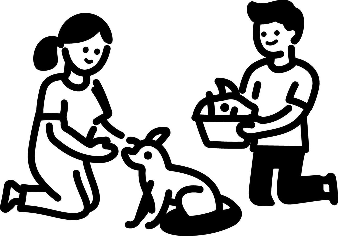 Hand drawn icon of animal lovers vector