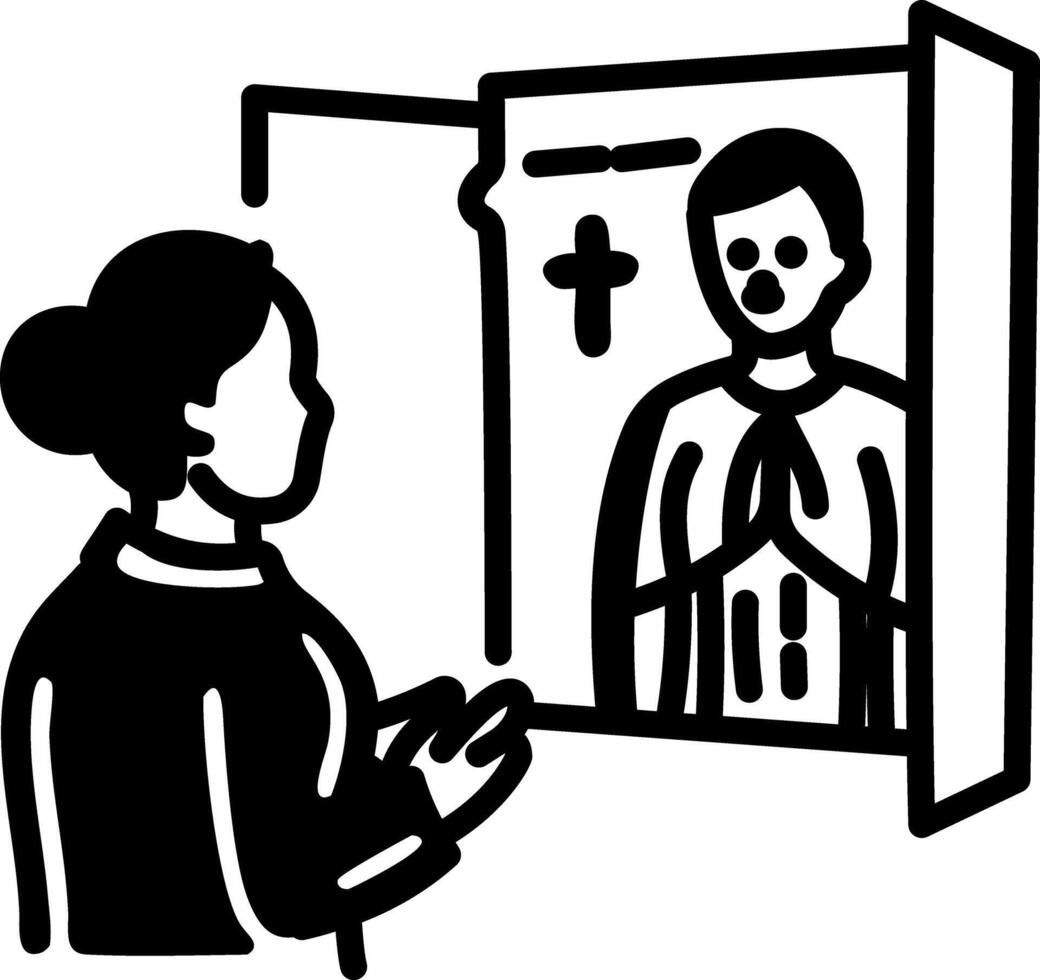 Doodle style icon of church confession vector