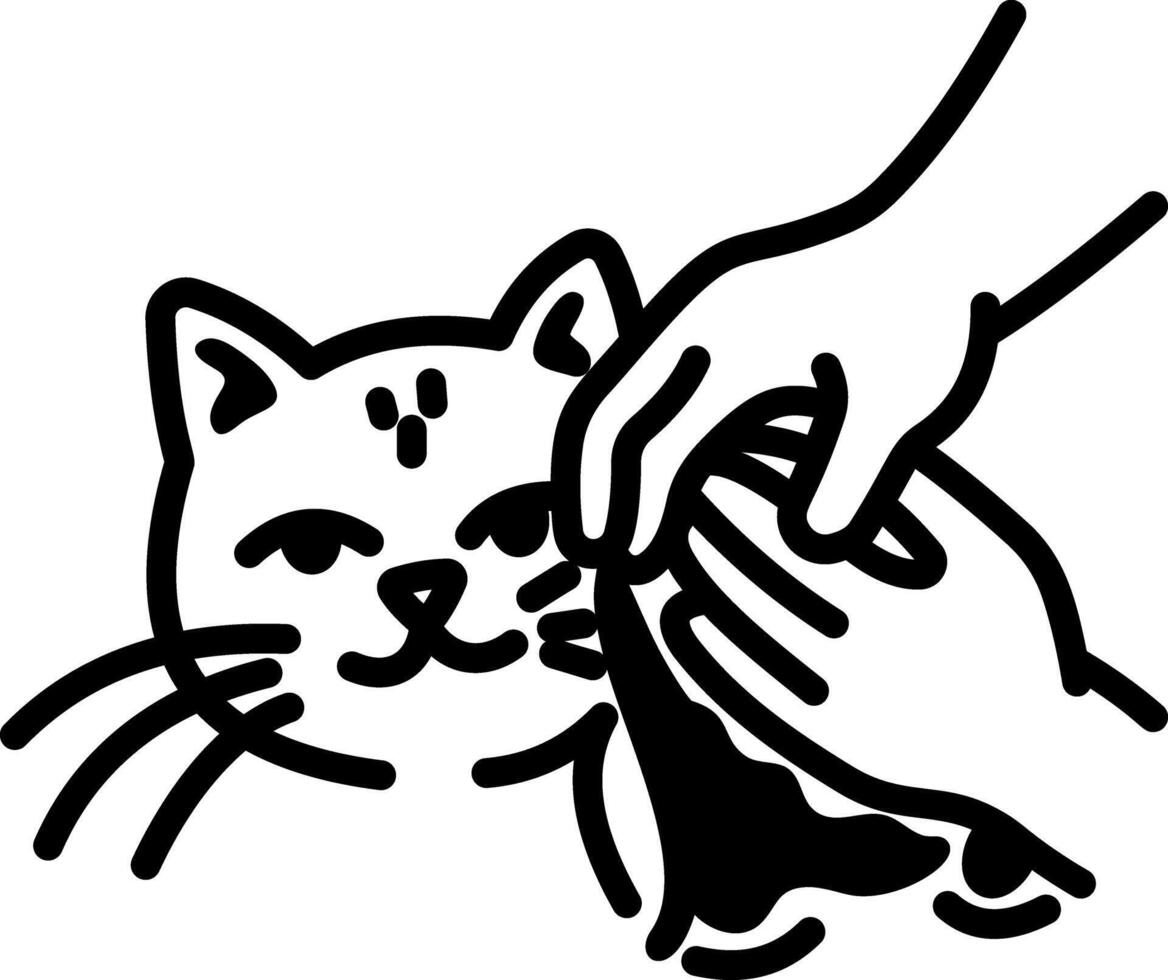 Doodle style icon of cat cleaning vector