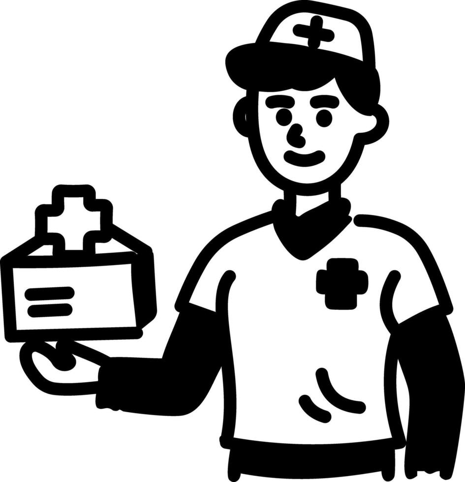 A doodle style icon of hospital volunteer vector