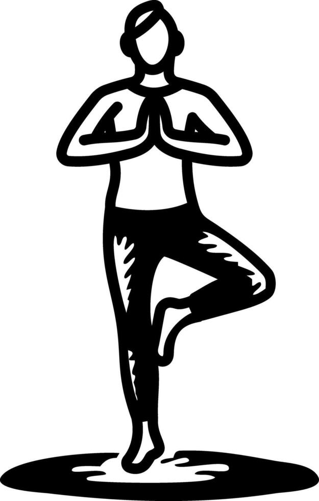 A doodle icon of woman doing yoga practice vector