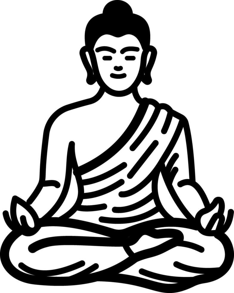 Hand drawn style icon of buddhist meditating vector