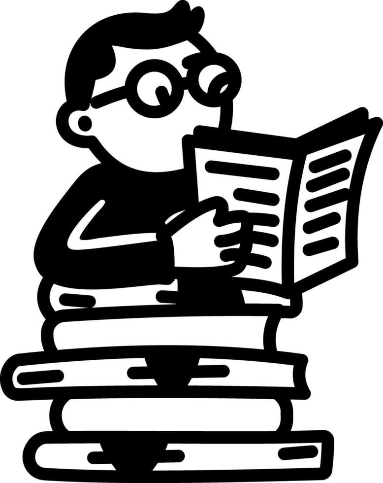 Bibliophile icon in hand drawn style vector