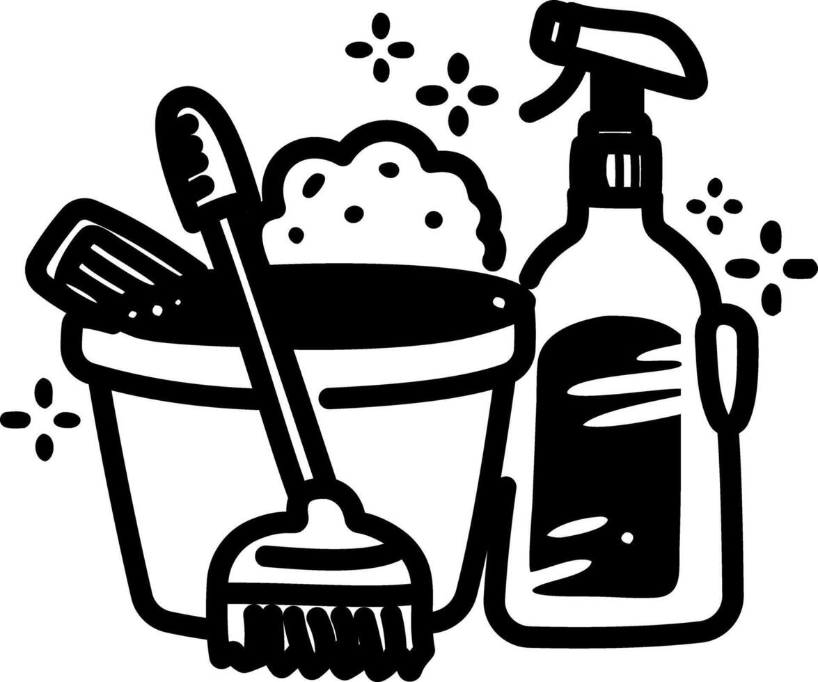 A hand drawn icon of cleaning products vector
