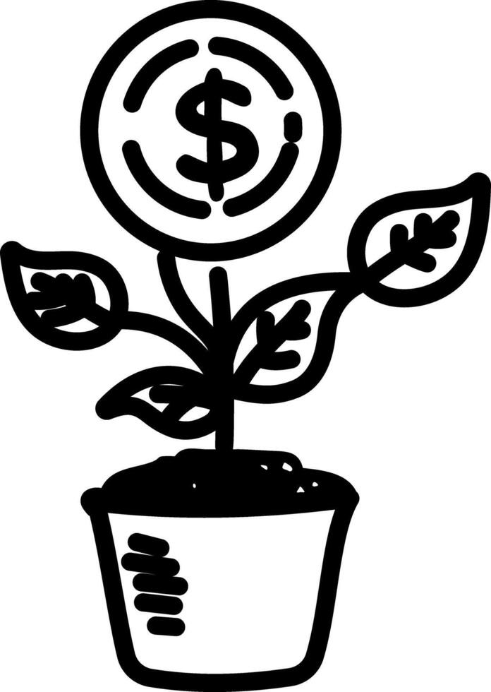 A hand drawn icon of money growth vector