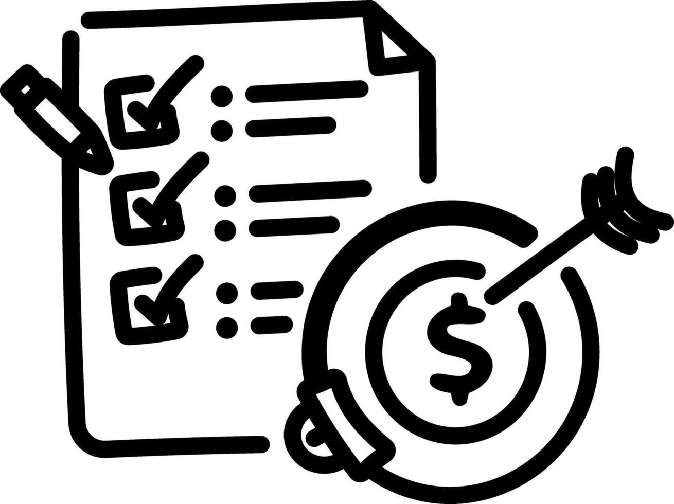 A hand drawn icon of business objectives vector