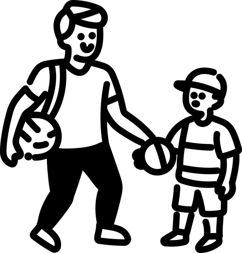 Doodle icon showing father and son walking together vector