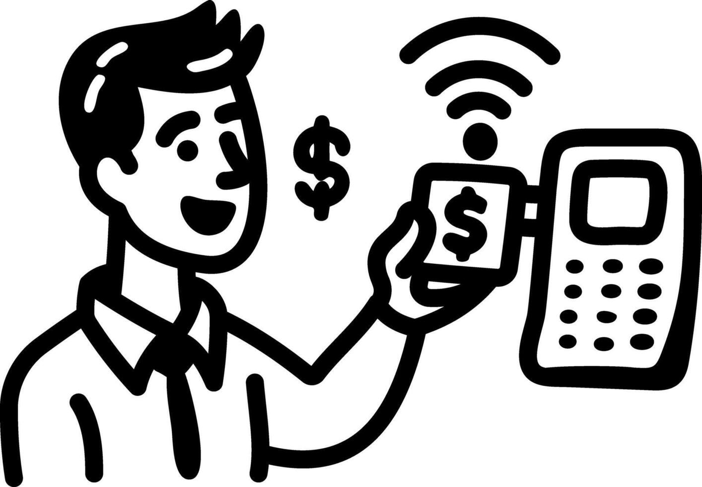 A hand drawn icon of pos system vector