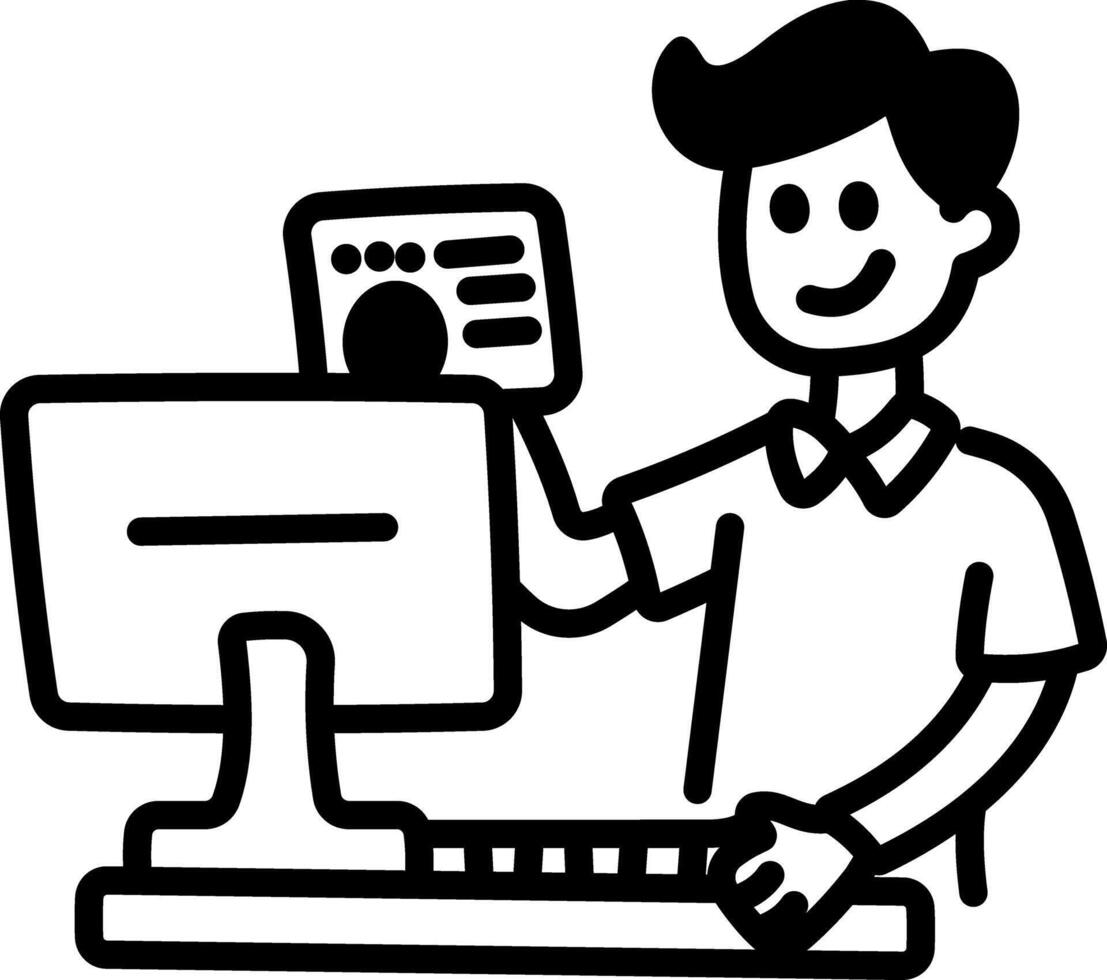 Cashier icon in hand drawn style vector