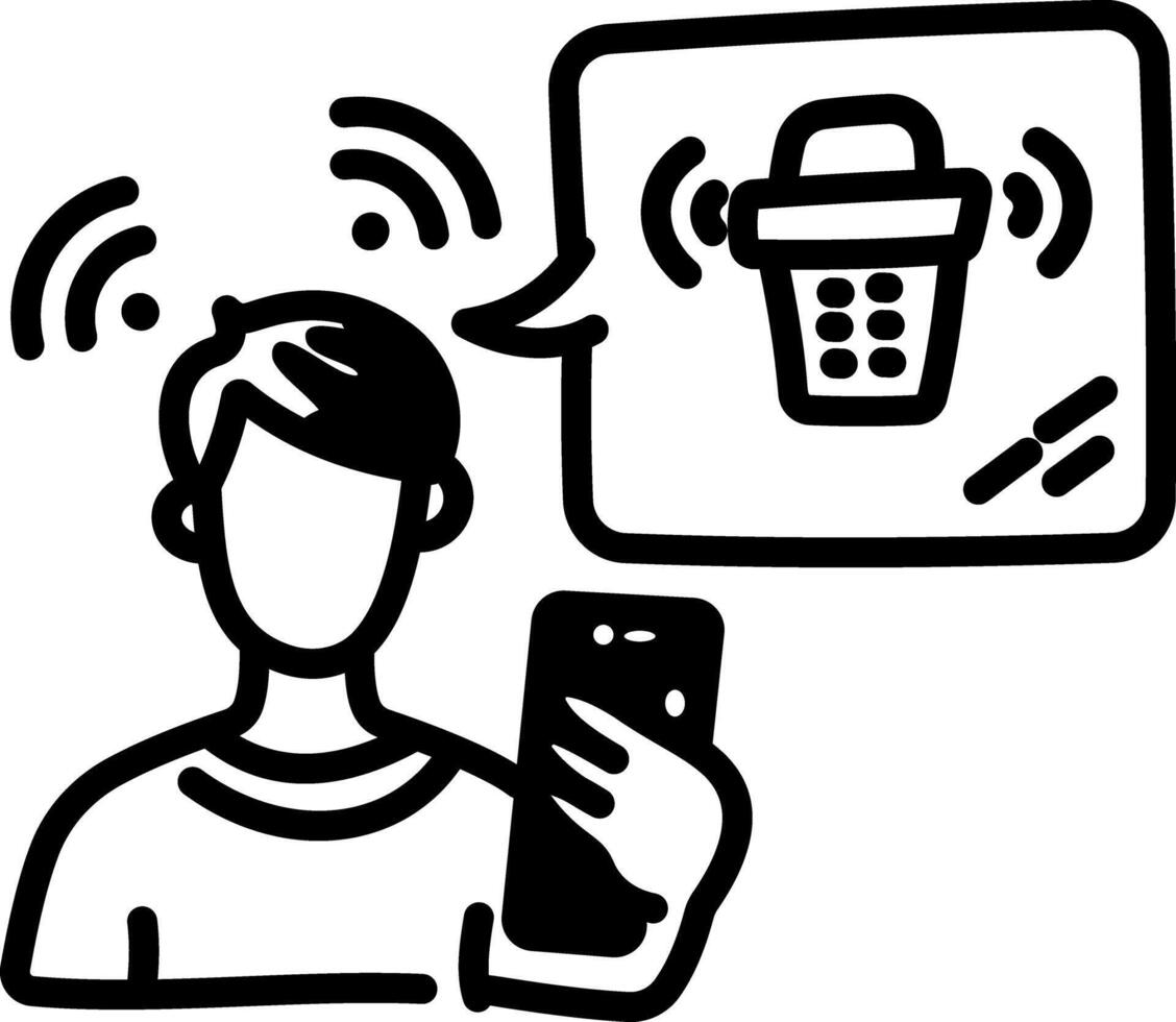 A person doing online shopping, a hand drawn icon vector