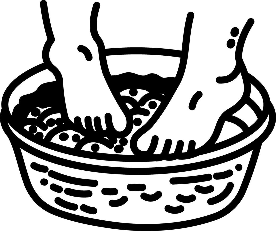 Doodle style icon of foot soak tub vector