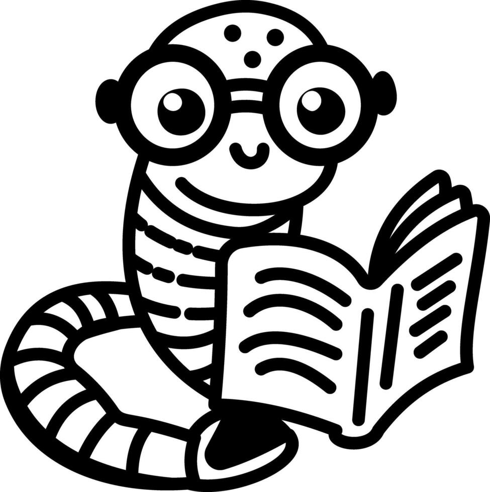 Bookworm icon in hand drawn style vector
