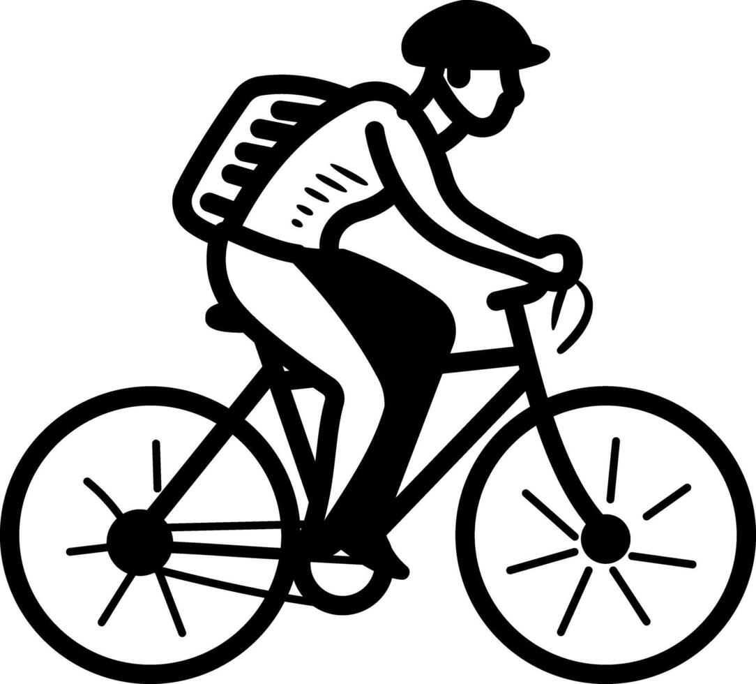 A hand drawn icon of a bicyclist vector