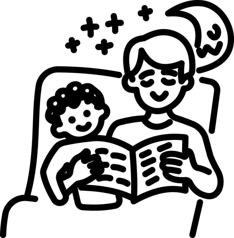 Hand drawn icon of father telling story to son vector