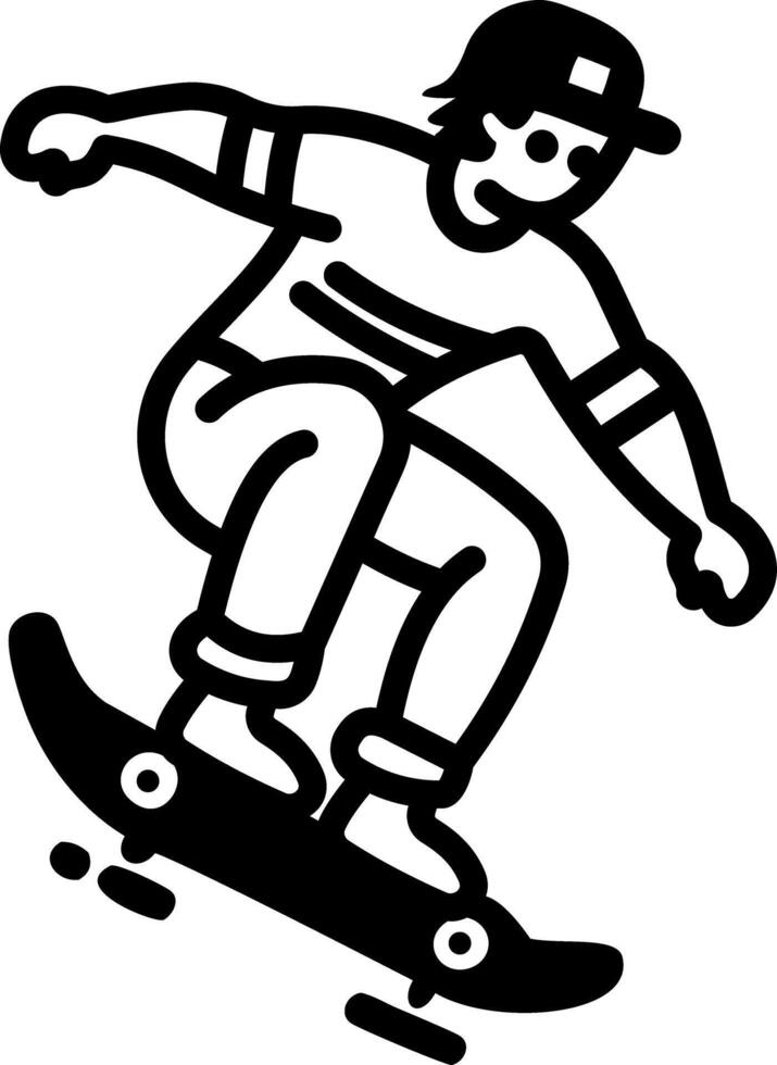 A hand drawn icon of a person skateboarding on board vector
