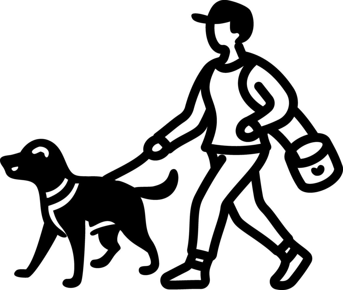 Dog walk icon in hand drawn style vector