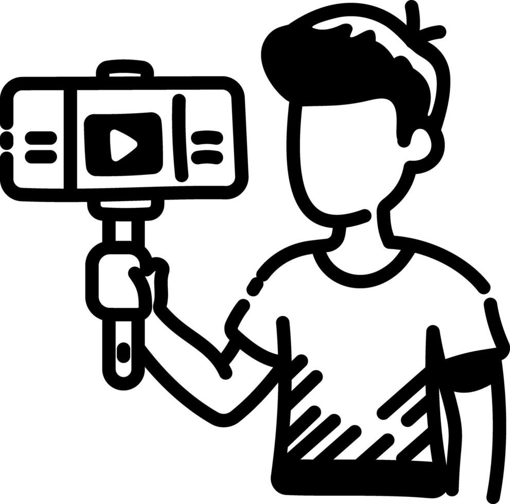 Vlogging icon in hand drawn style vector