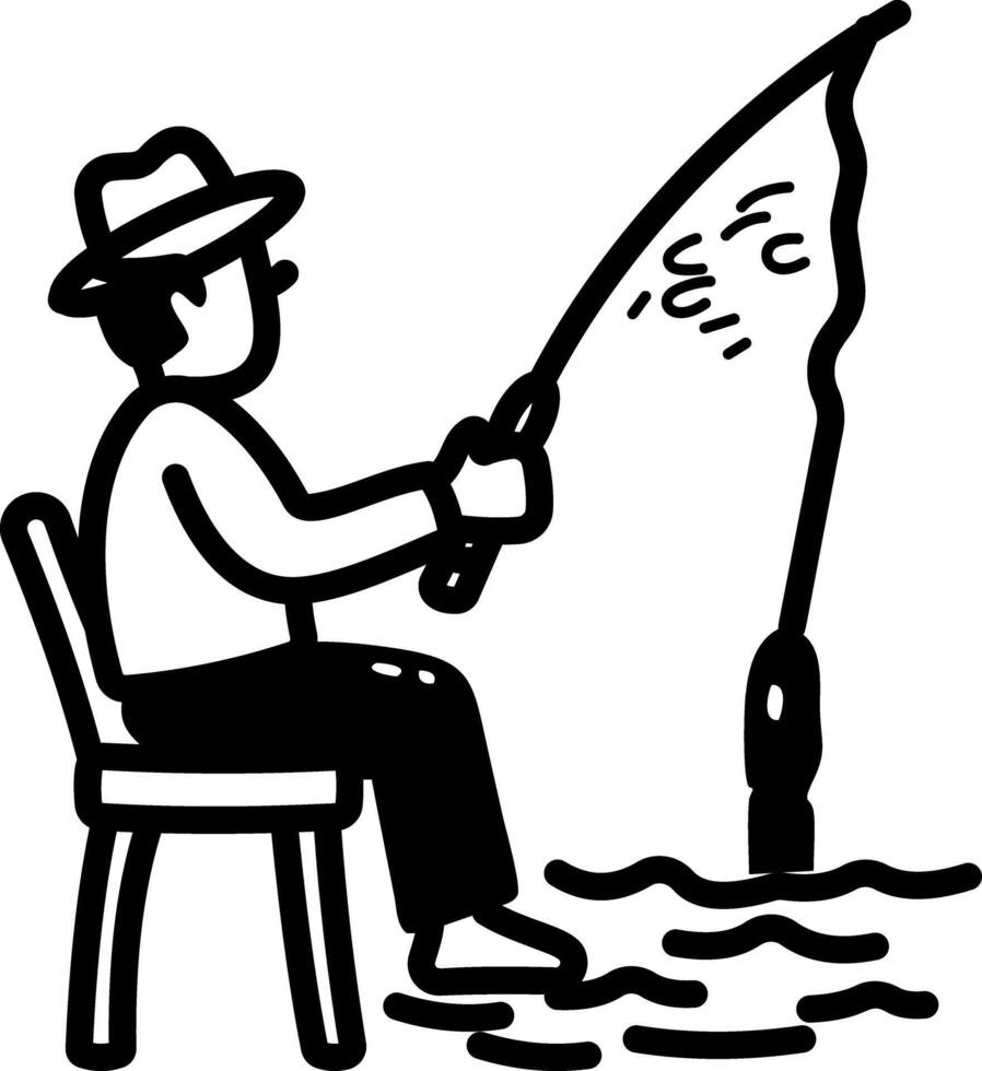 Fishing icon in hand drawn style vector