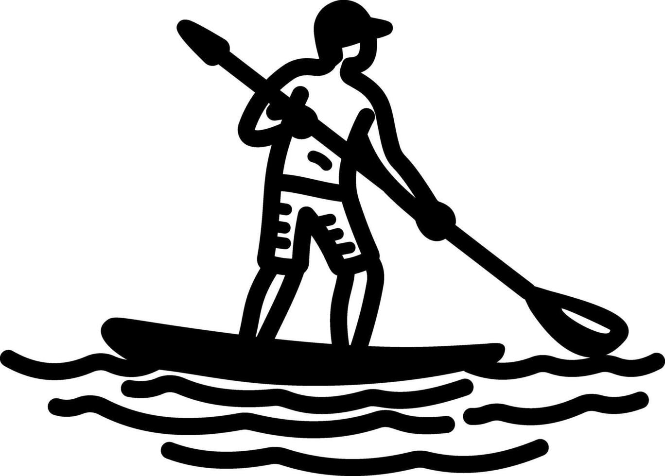 A person doing kayaking, hand drawn icon vector