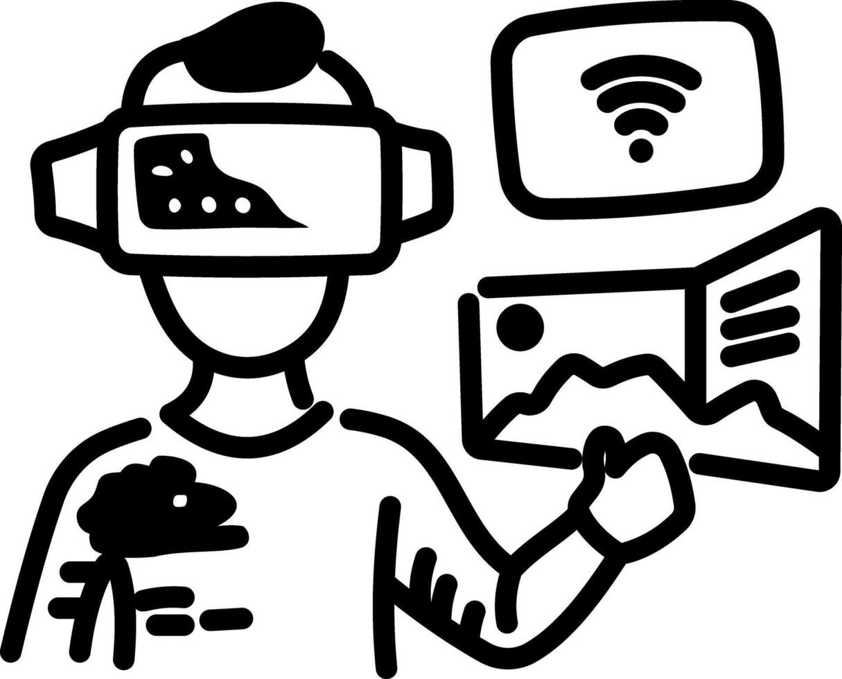 Augmented reality icon in hand drawn style vector