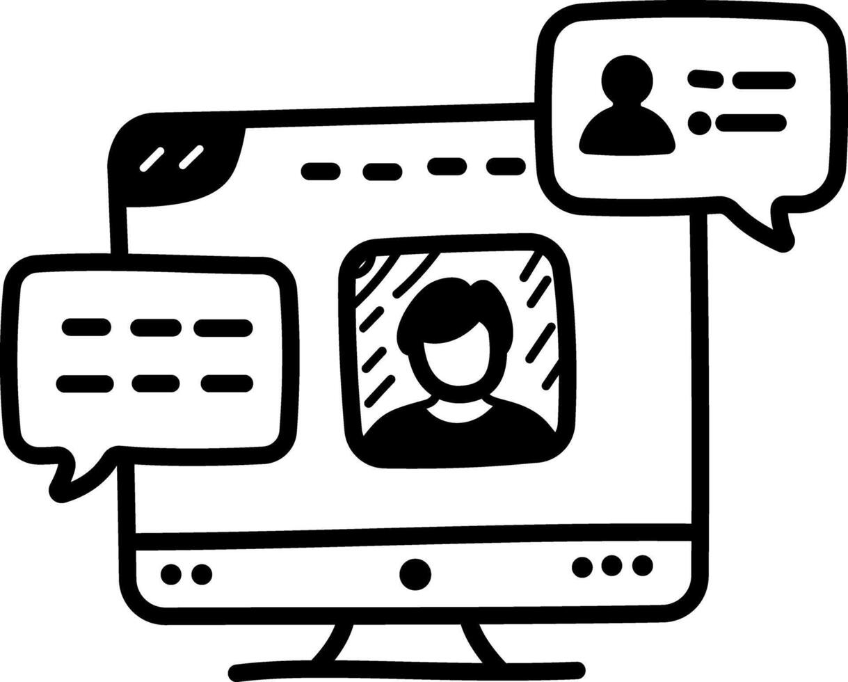 Sketchy style icon of online training vector