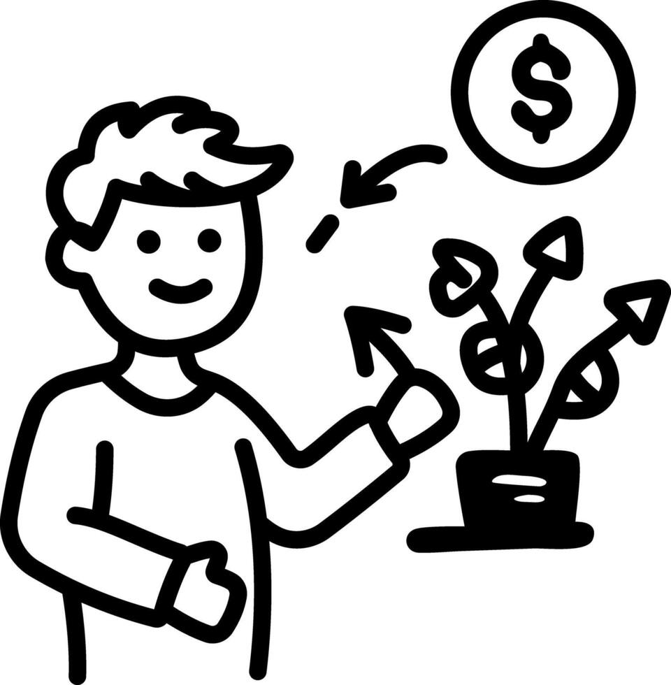 Investment icon in hand drawn style vector