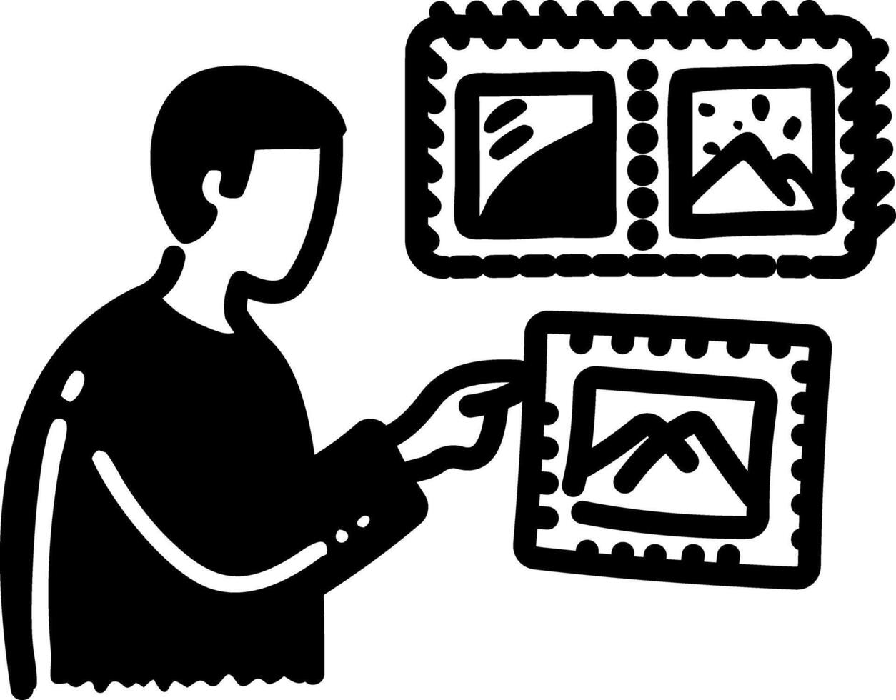 A hand drawn icon of stamp collection vector