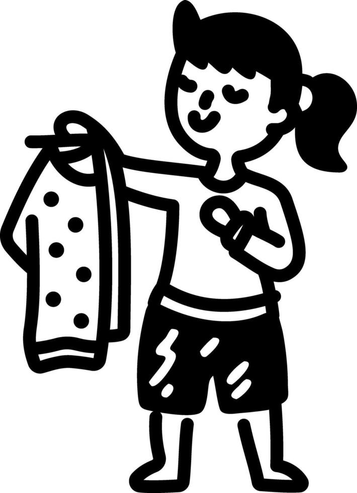 A woman buying clothes icons in hand drawn style vector