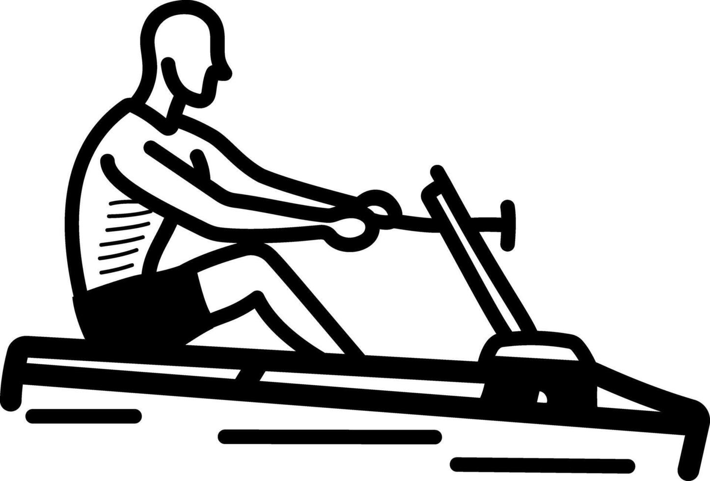 A man doing leg workout on gym machine, hand drawn icon vector