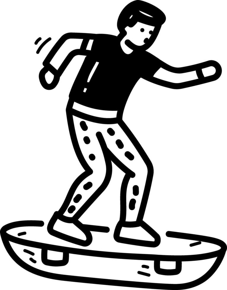 A hand drawn icon of a skateboarder vector