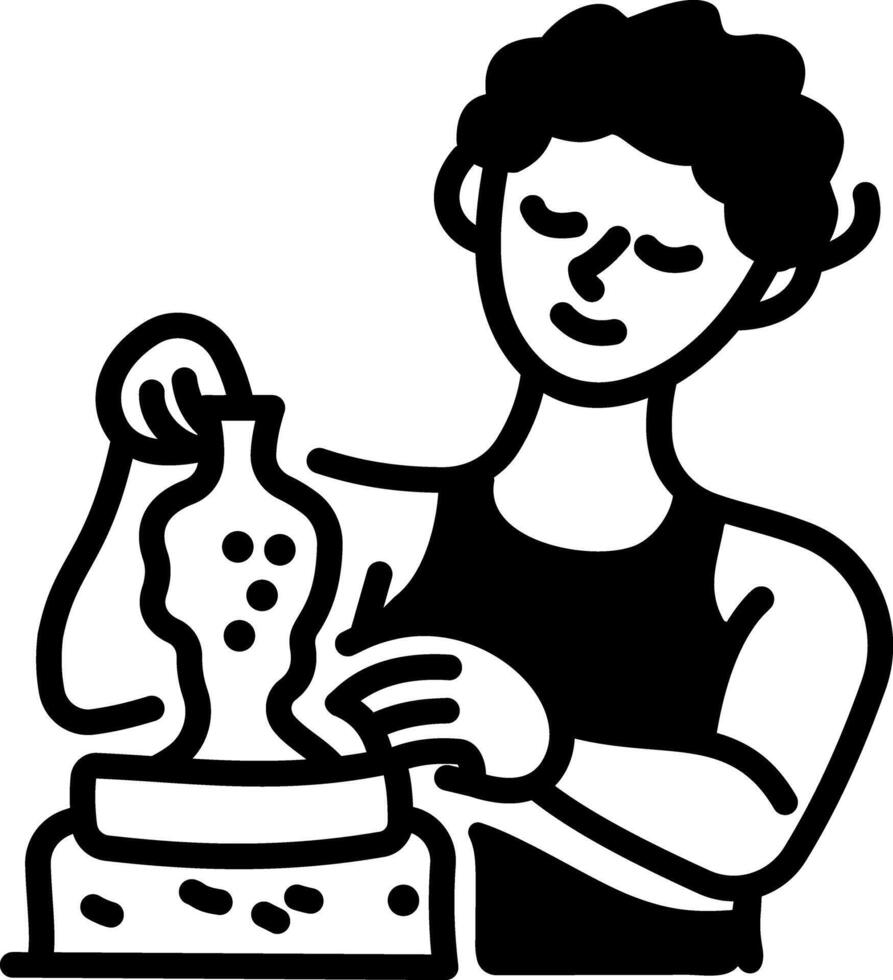 Pottery icon in hand drawn style vector