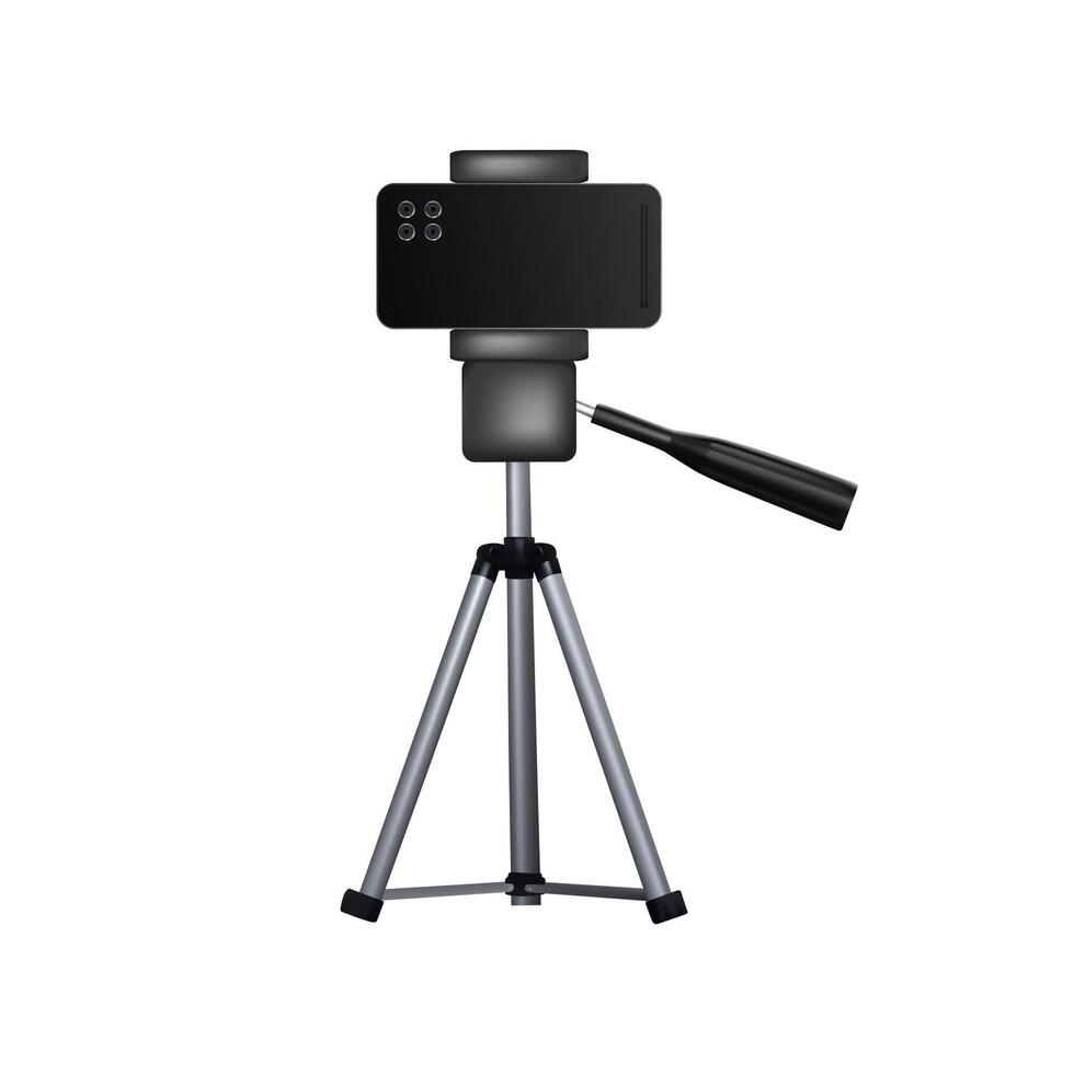 A tripod for a mobile phone. Photo and equipment. vector