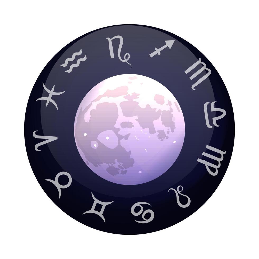 Zodiac sign. Astrological horoscope. Outer space and moon. vector