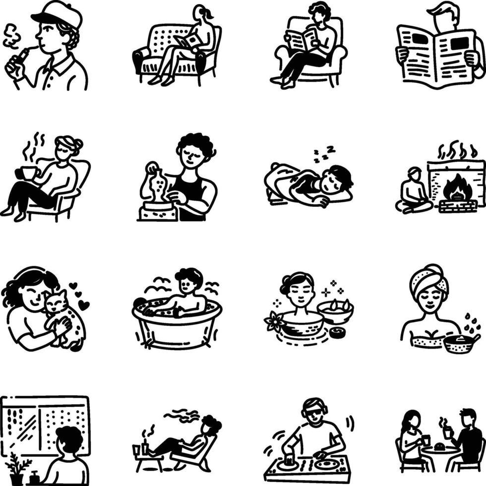 Collection of Hand Drawn Spa Icons vector