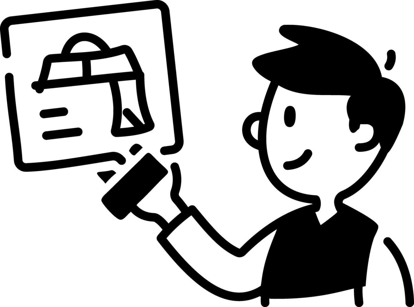 Online shopping icon in hand drawn style vector
