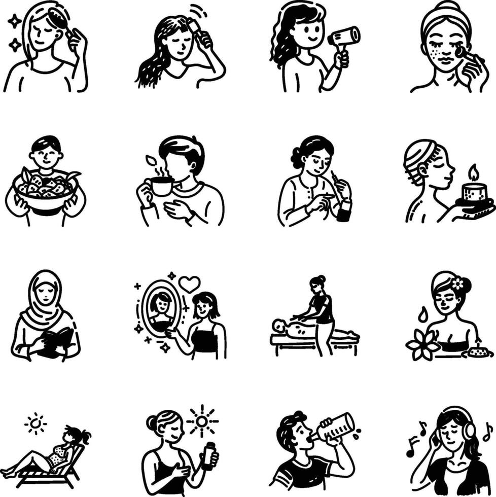 Collection of Beauty Hand Drawn Icons vector