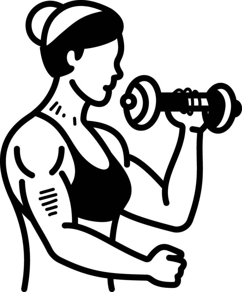 A hand drawn icon of woman gym vector