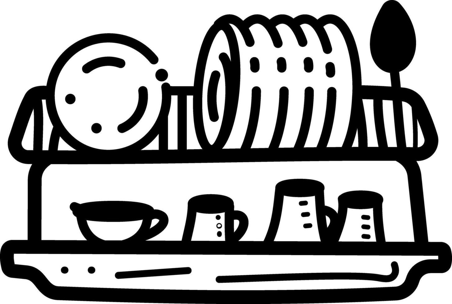 A hand drawn icon of dish rack vector