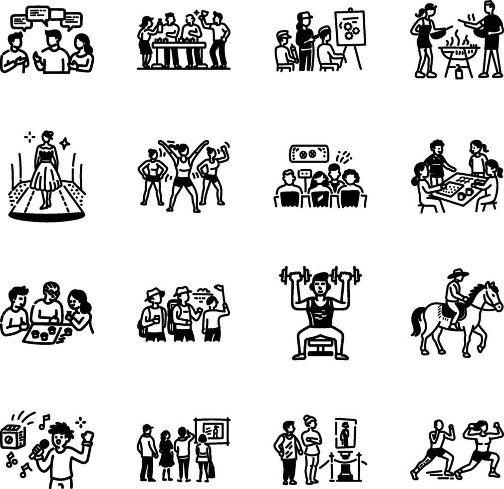Set of Hand Drawn Outdoor Activities Icons vector
