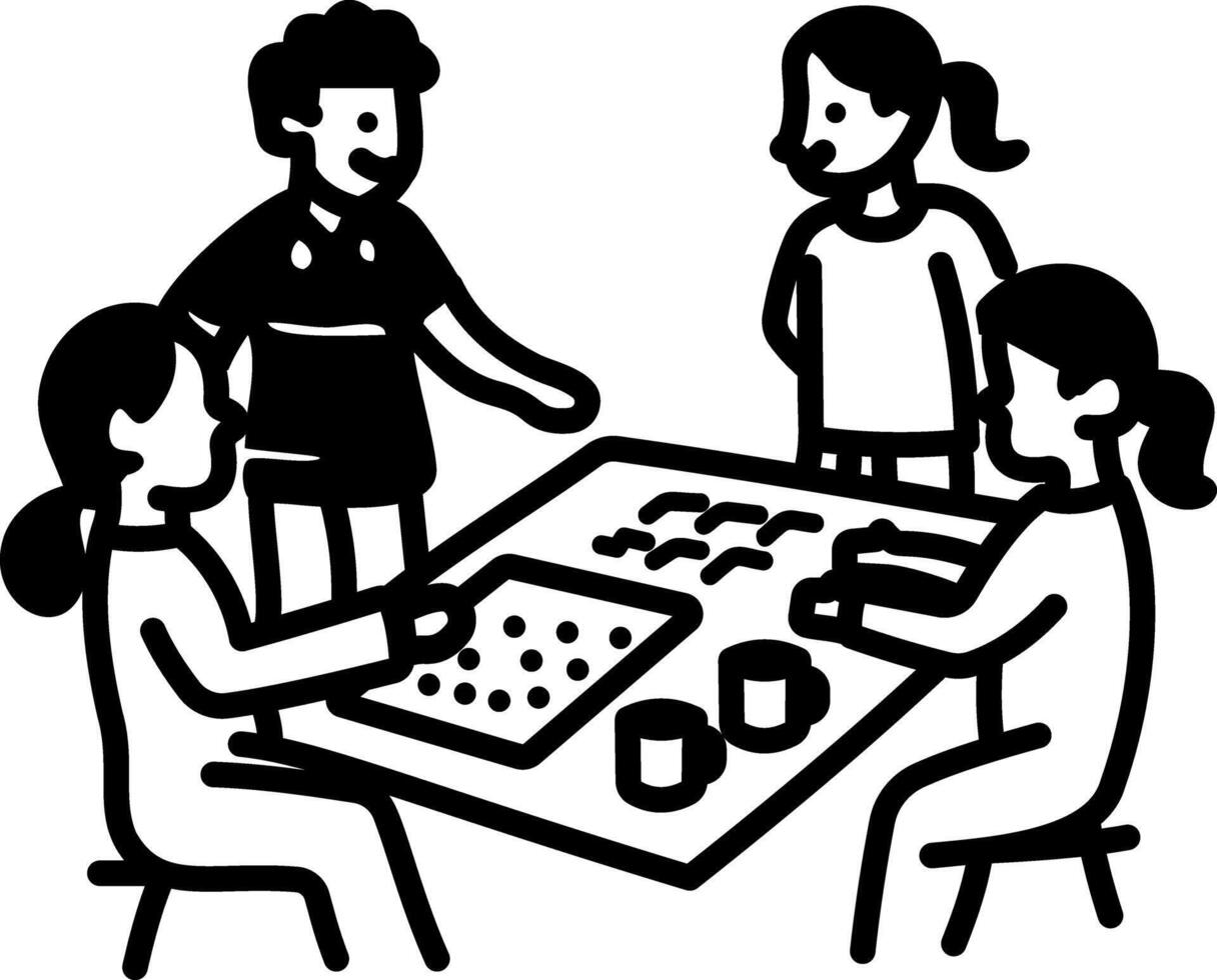 A hand drawn icon of playing kids vector