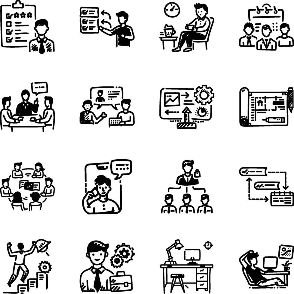 Collection of Hand Drawn Work Icons vector