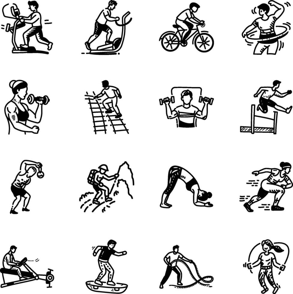 Collection of Hand Drawn Exercise Icons vector