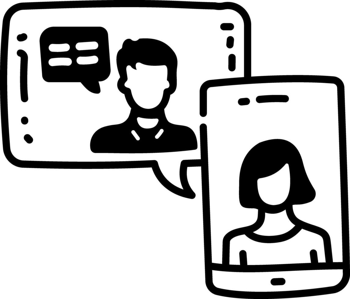 A hand drawn icon of mobile chat vector