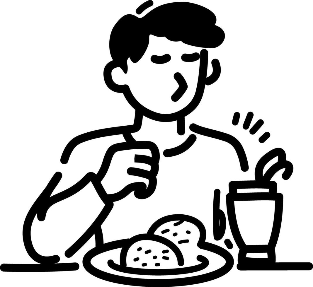 A hand drawn icon of a person eating breakfast vector
